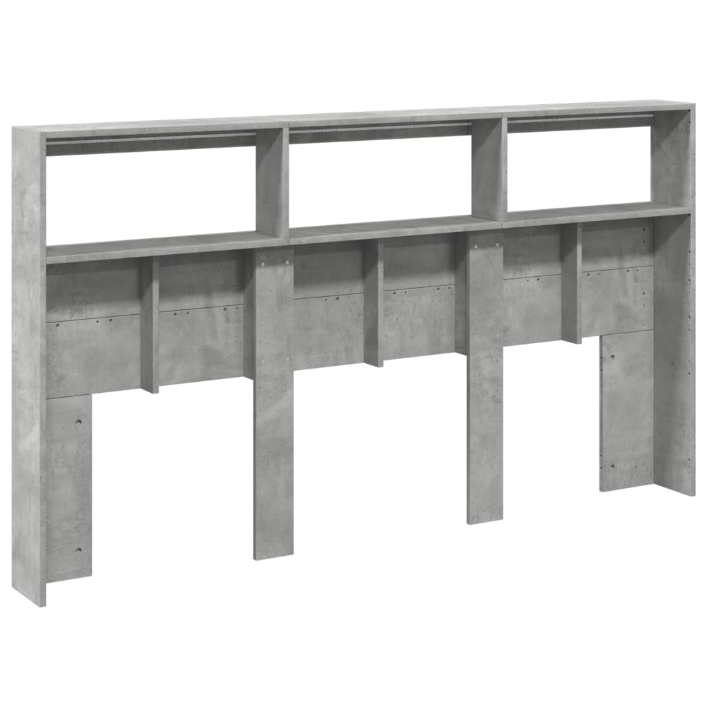 Hoofdbordkast met LED-verlichting 180x17x102 cm betongrijs is nu te koop bij PeponiXL, paradijselijk wonen!