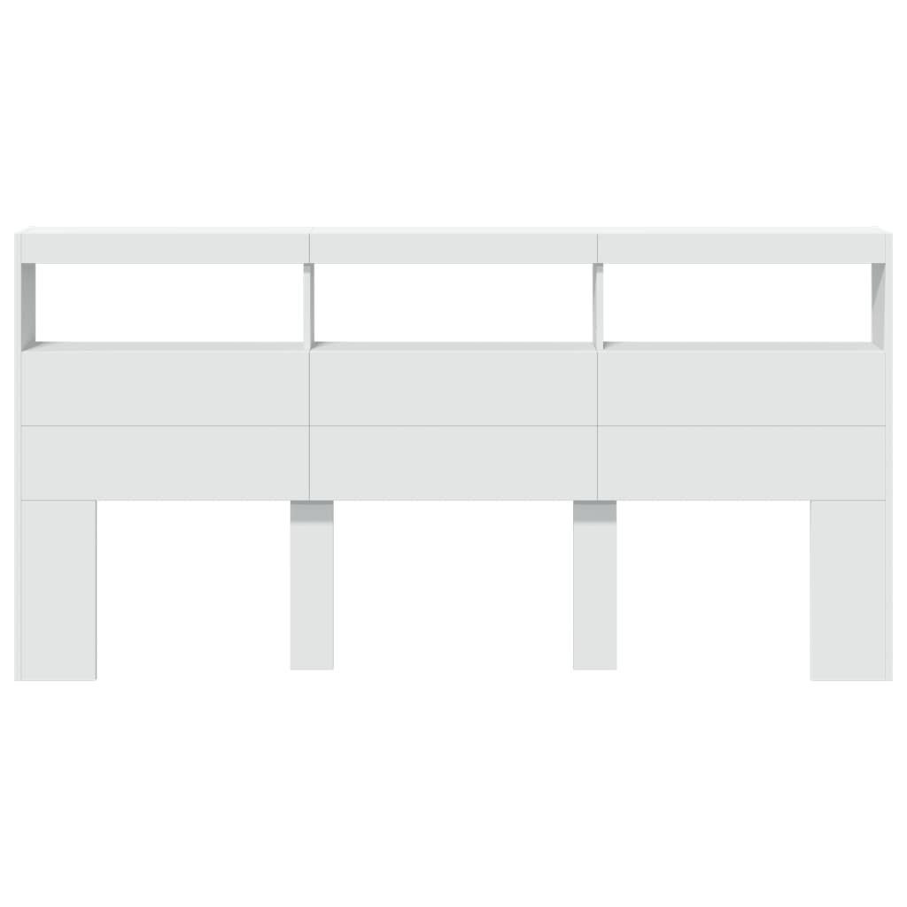 Hoofdbordkast met LED-verlichting 200x17x102 cm wit is nu te koop bij PeponiXL, paradijselijk wonen!