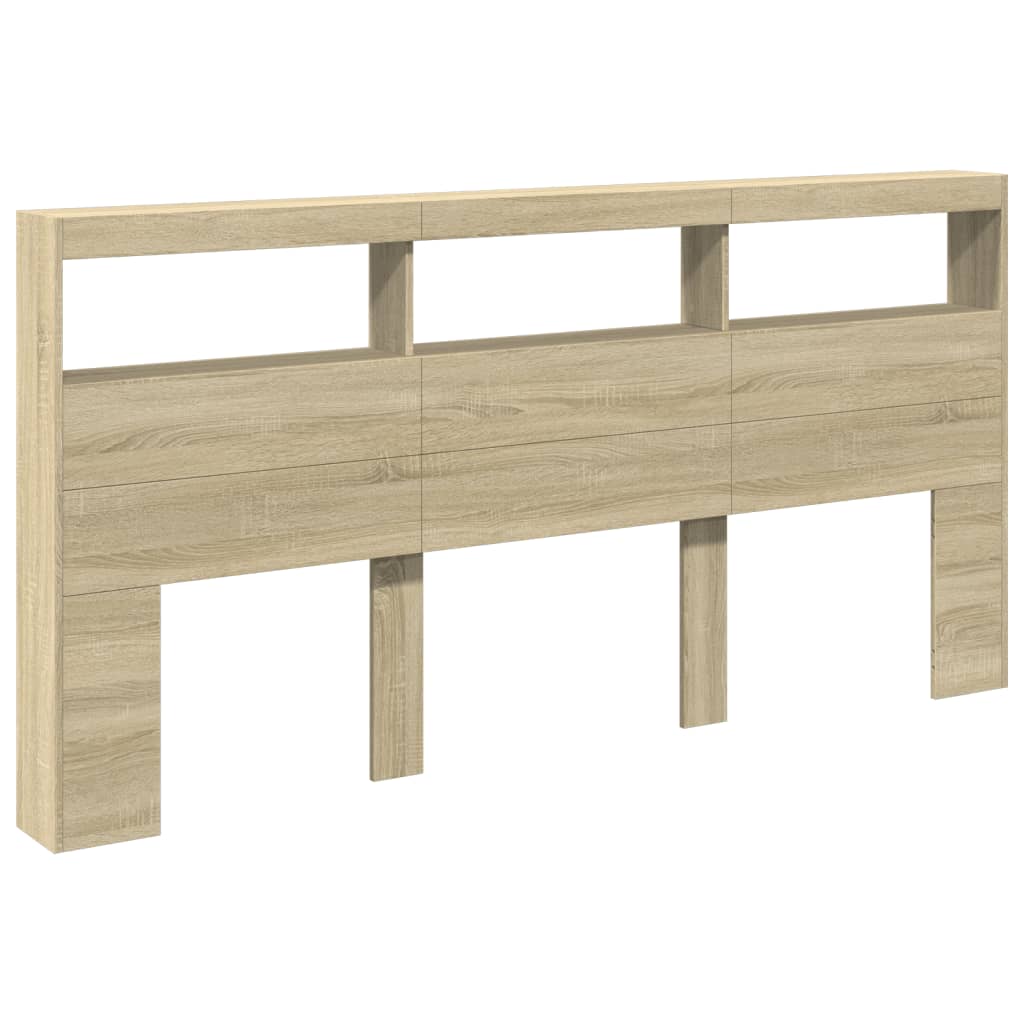 Hoofdbordkast met LED-verlichting 200x17x102 cm sonoma eiken is nu te koop bij PeponiXL, paradijselijk wonen!