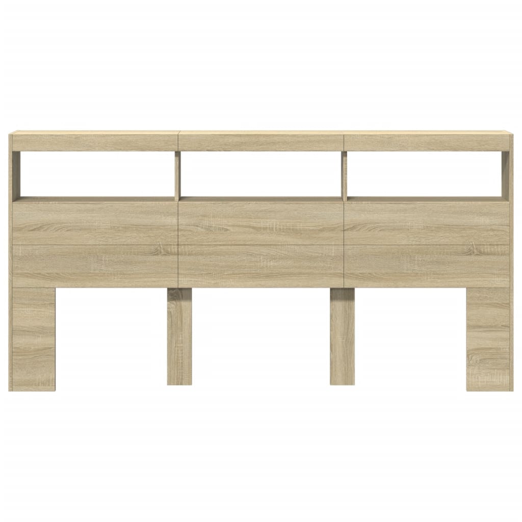 Hoofdbordkast met LED-verlichting 200x17x102 cm sonoma eiken is nu te koop bij PeponiXL, paradijselijk wonen!