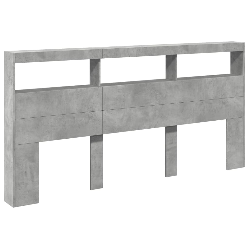 Hoofdbordkast met LED-verlichting 200x17x102 cm betongrijs is nu te koop bij PeponiXL, paradijselijk wonen!