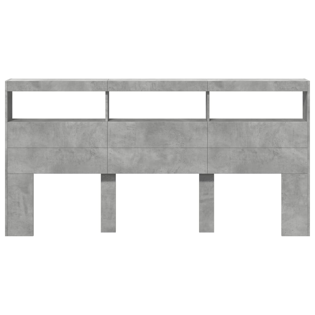 Hoofdbordkast met LED-verlichting 200x17x102 cm betongrijs is nu te koop bij PeponiXL, paradijselijk wonen!