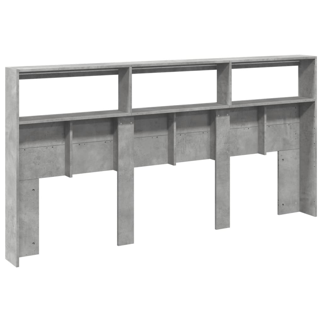 Hoofdbordkast met LED-verlichting 200x17x102 cm betongrijs is nu te koop bij PeponiXL, paradijselijk wonen!