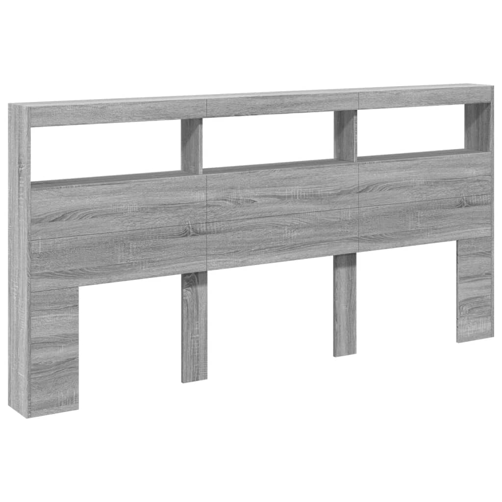 Hoofdbordkast met LED-verlichting 200x17x102 cm grijs sonoma is nu te koop bij PeponiXL, paradijselijk wonen!