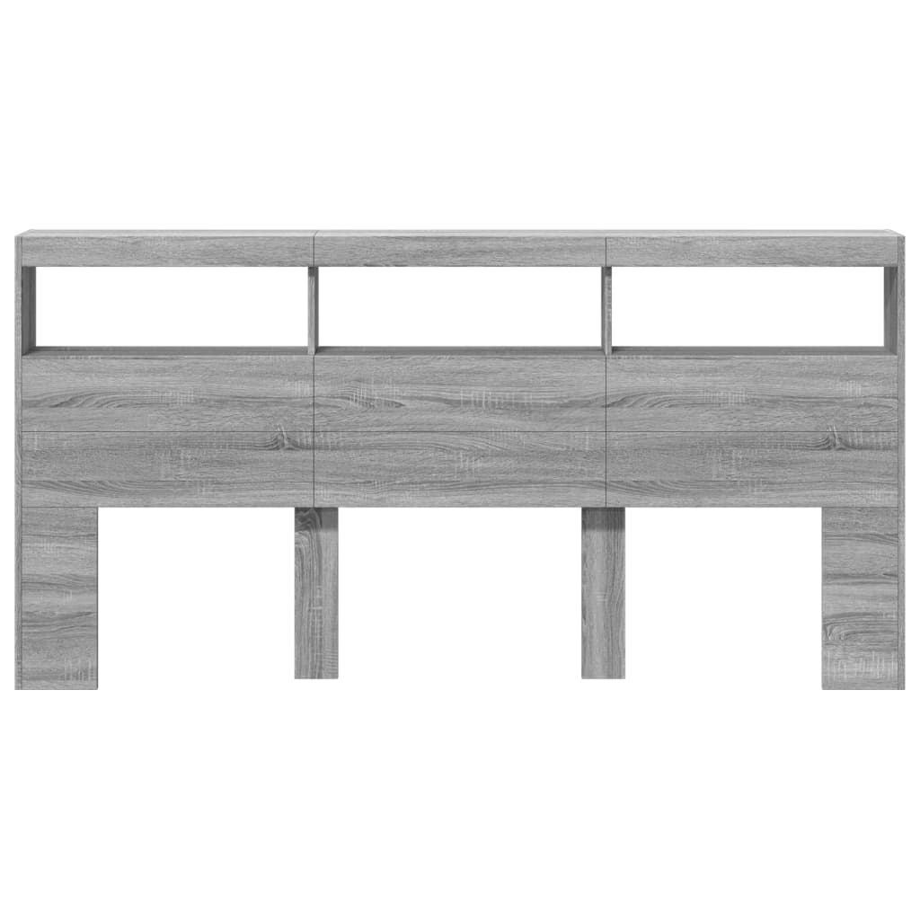 Hoofdbordkast met LED-verlichting 200x17x102 cm grijs sonoma is nu te koop bij PeponiXL, paradijselijk wonen!