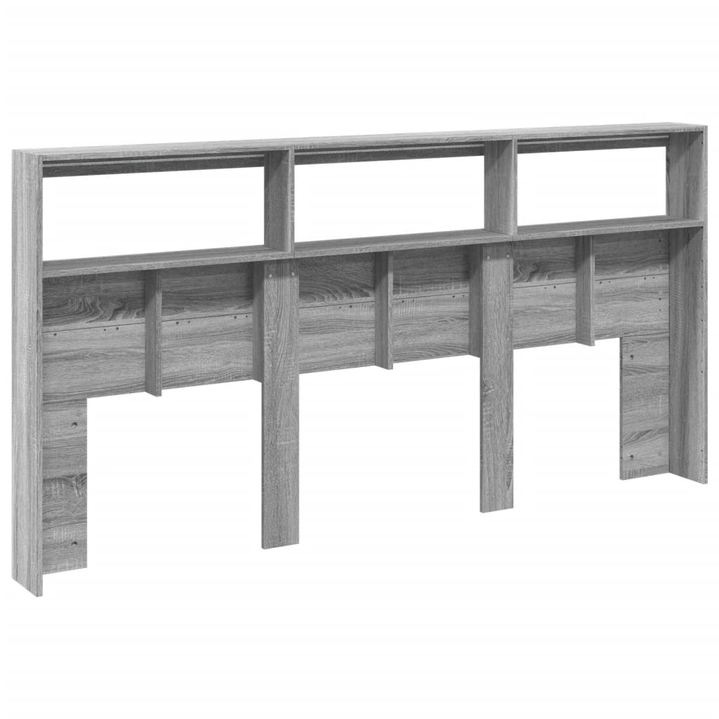 Hoofdbordkast met LED-verlichting 200x17x102 cm grijs sonoma is nu te koop bij PeponiXL, paradijselijk wonen!