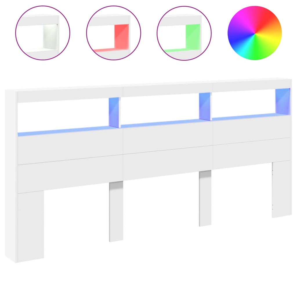 Hoofdbordkast met LED-verlichting 220x17x102 cm wit is nu te koop bij PeponiXL, paradijselijk wonen!