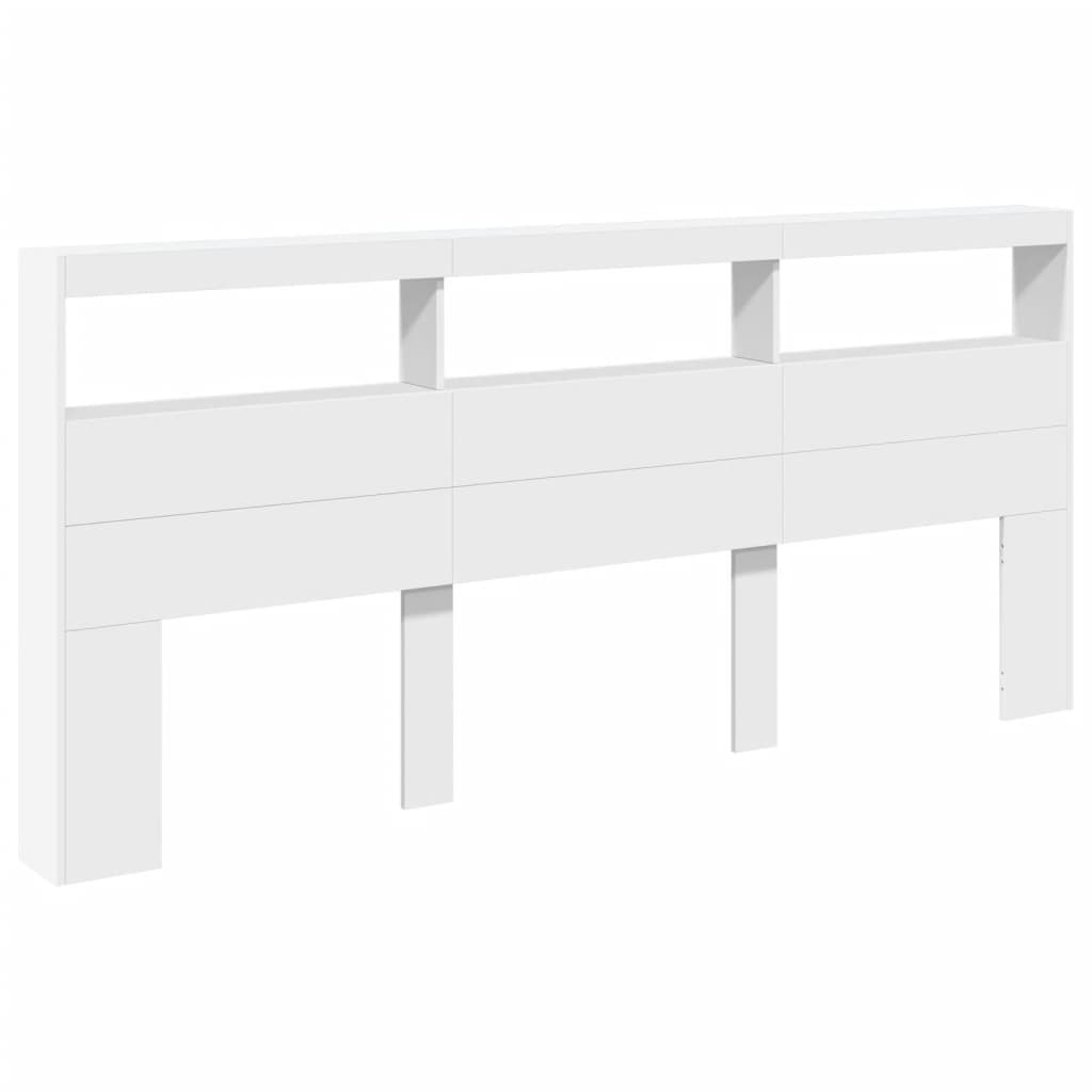 Hoofdbordkast met LED-verlichting 220x17x102 cm wit is nu te koop bij PeponiXL, paradijselijk wonen!