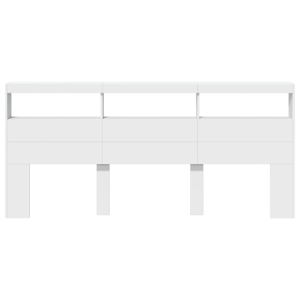 Hoofdbordkast met LED-verlichting 220x17x102 cm wit is nu te koop bij PeponiXL, paradijselijk wonen!
