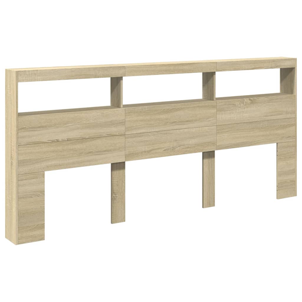 Hoofdbordkast met LED-verlichting 220x17x102 cm sonoma eiken is nu te koop bij PeponiXL, paradijselijk wonen!