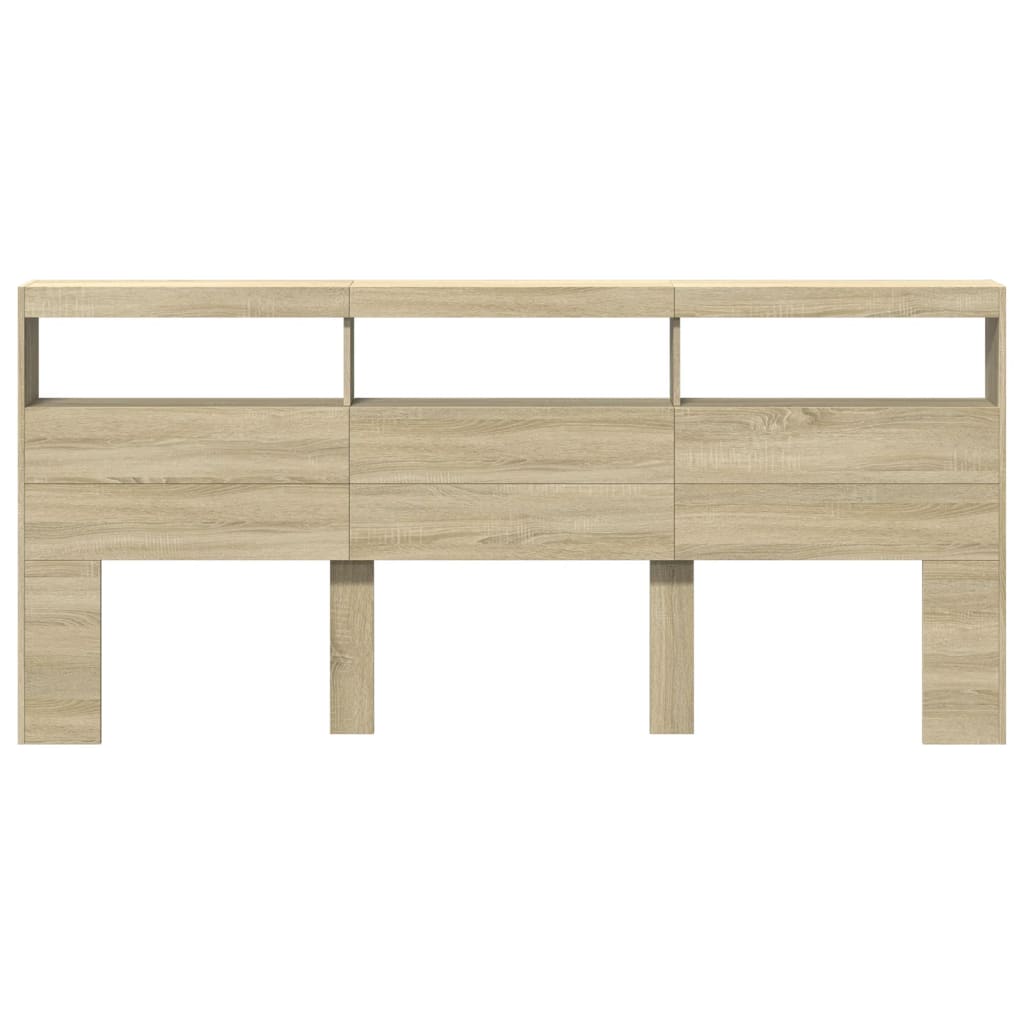 Hoofdbordkast met LED-verlichting 220x17x102 cm sonoma eiken is nu te koop bij PeponiXL, paradijselijk wonen!