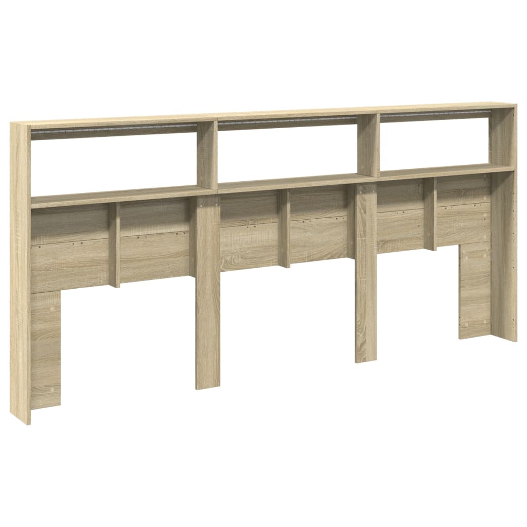Hoofdbordkast met LED-verlichting 220x17x102 cm sonoma eiken is nu te koop bij PeponiXL, paradijselijk wonen!
