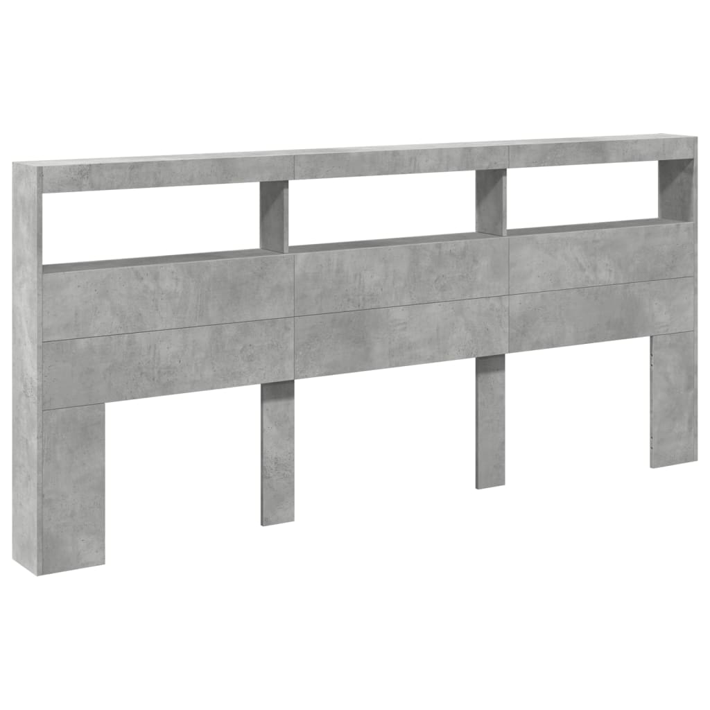 Hoofdbordkast met LED-verlichting 220x17x102 cm betongrijs is nu te koop bij PeponiXL, paradijselijk wonen!