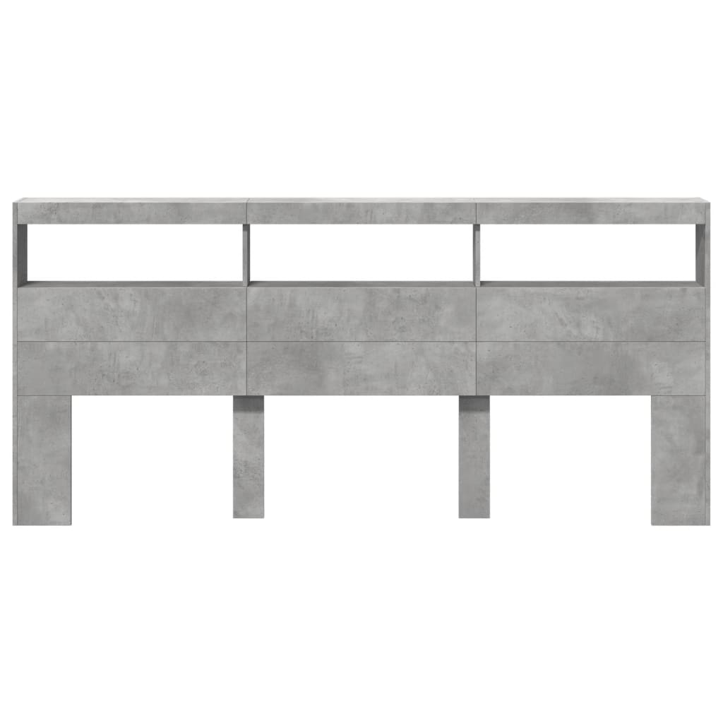 Hoofdbordkast met LED-verlichting 220x17x102 cm betongrijs is nu te koop bij PeponiXL, paradijselijk wonen!