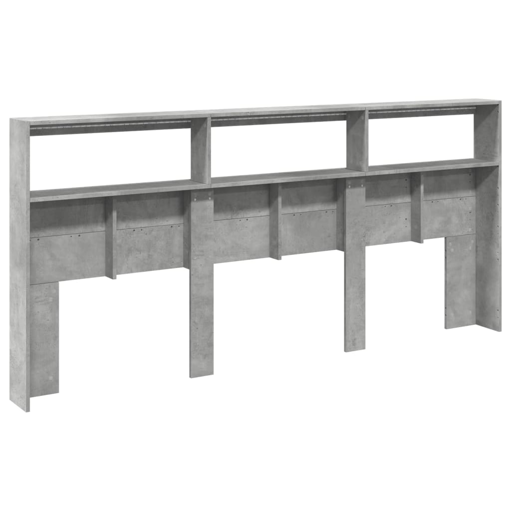 Hoofdbordkast met LED-verlichting 220x17x102 cm betongrijs is nu te koop bij PeponiXL, paradijselijk wonen!