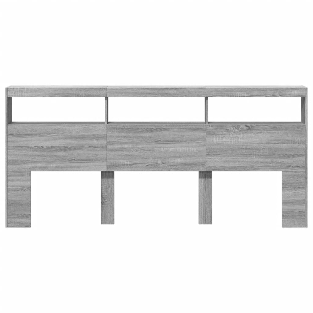 Hoofdbordkast met LED-verlichting 220x17x102 cm grijs sonoma is nu te koop bij PeponiXL, paradijselijk wonen!