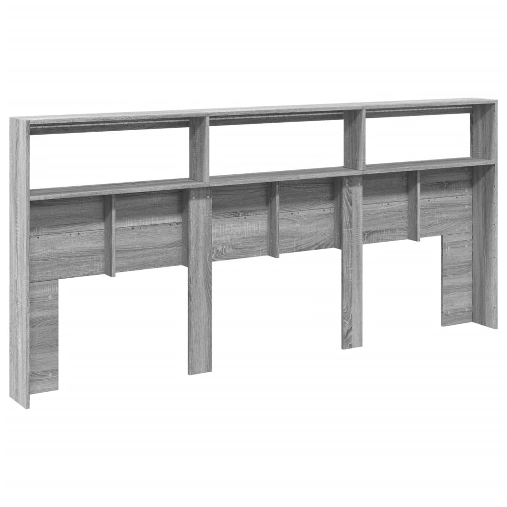 Hoofdbordkast met LED-verlichting 220x17x102 cm grijs sonoma is nu te koop bij PeponiXL, paradijselijk wonen!