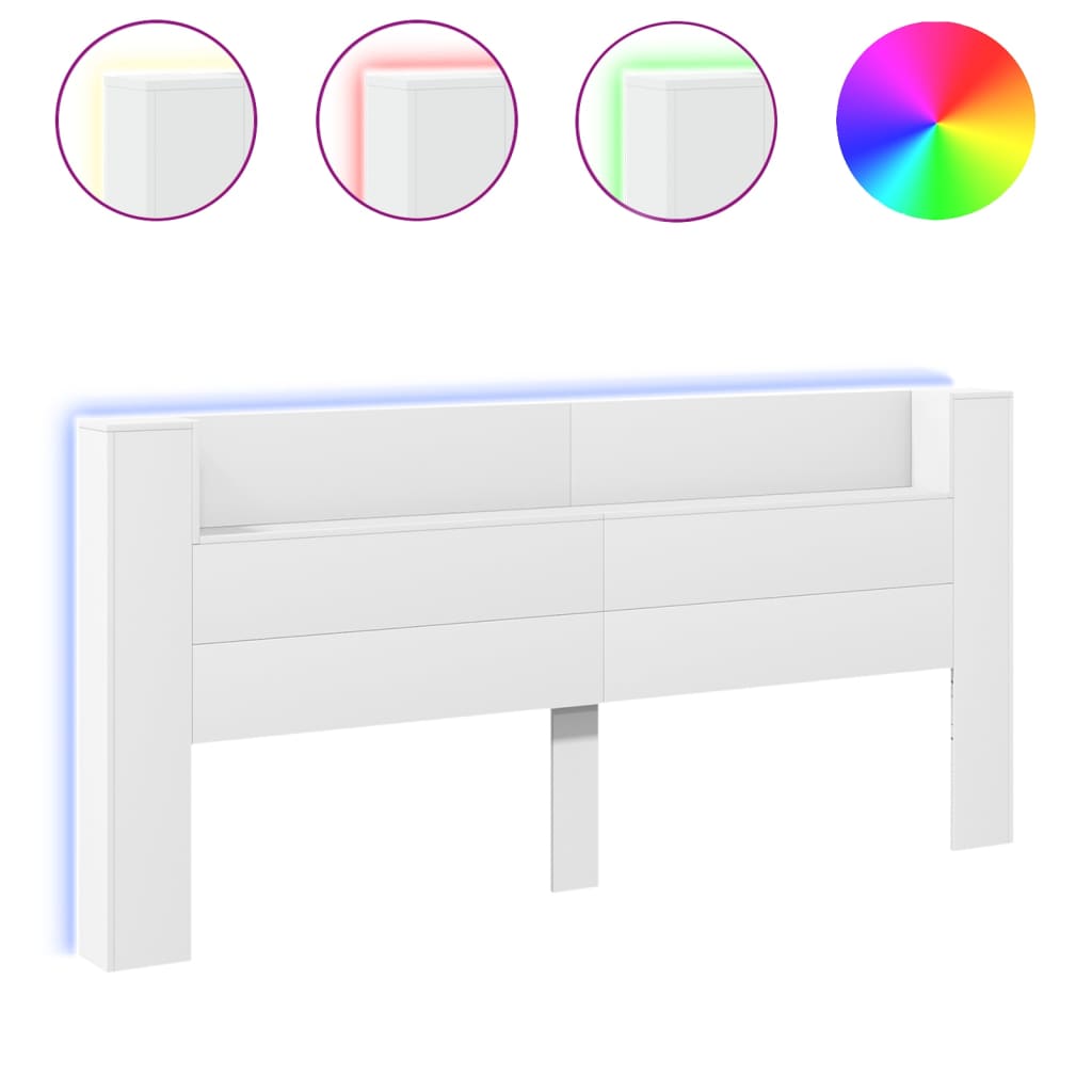 Hoofdbordkast met LED-verlichting 220x16,5x103,5 cm wit is nu te koop bij PeponiXL, paradijselijk wonen!