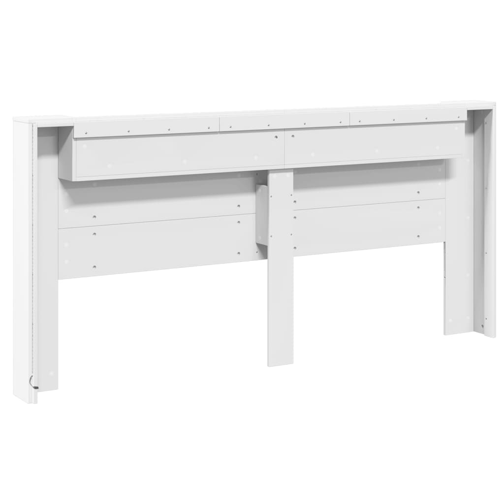Hoofdbordkast met LED-verlichting 220x16,5x103,5 cm wit is nu te koop bij PeponiXL, paradijselijk wonen!