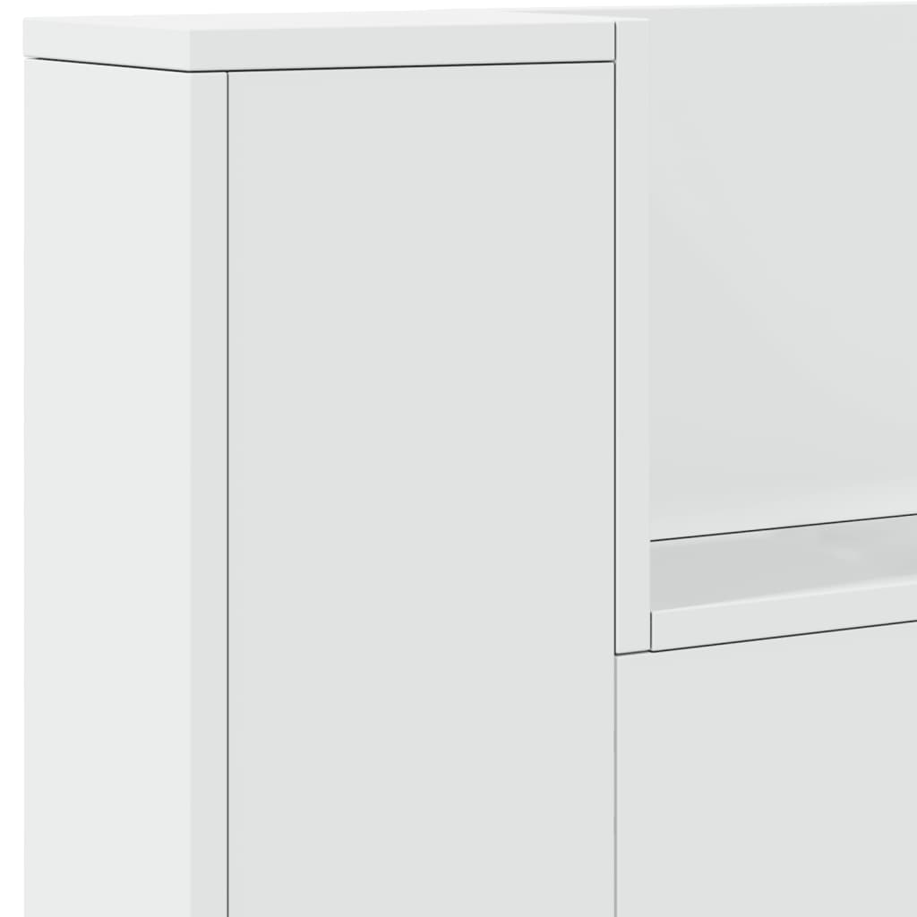 Hoofdbordkast met LED-verlichting 220x16,5x103,5 cm wit is nu te koop bij PeponiXL, paradijselijk wonen!