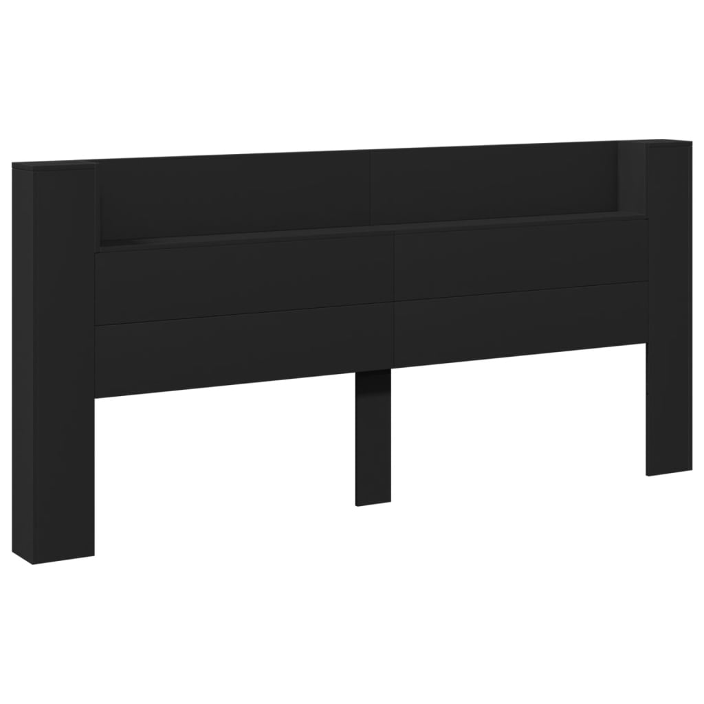 Hoofdbordkast met LED-verlichting 220x16,5x103,5 cm zwart is nu te koop bij PeponiXL, paradijselijk wonen!