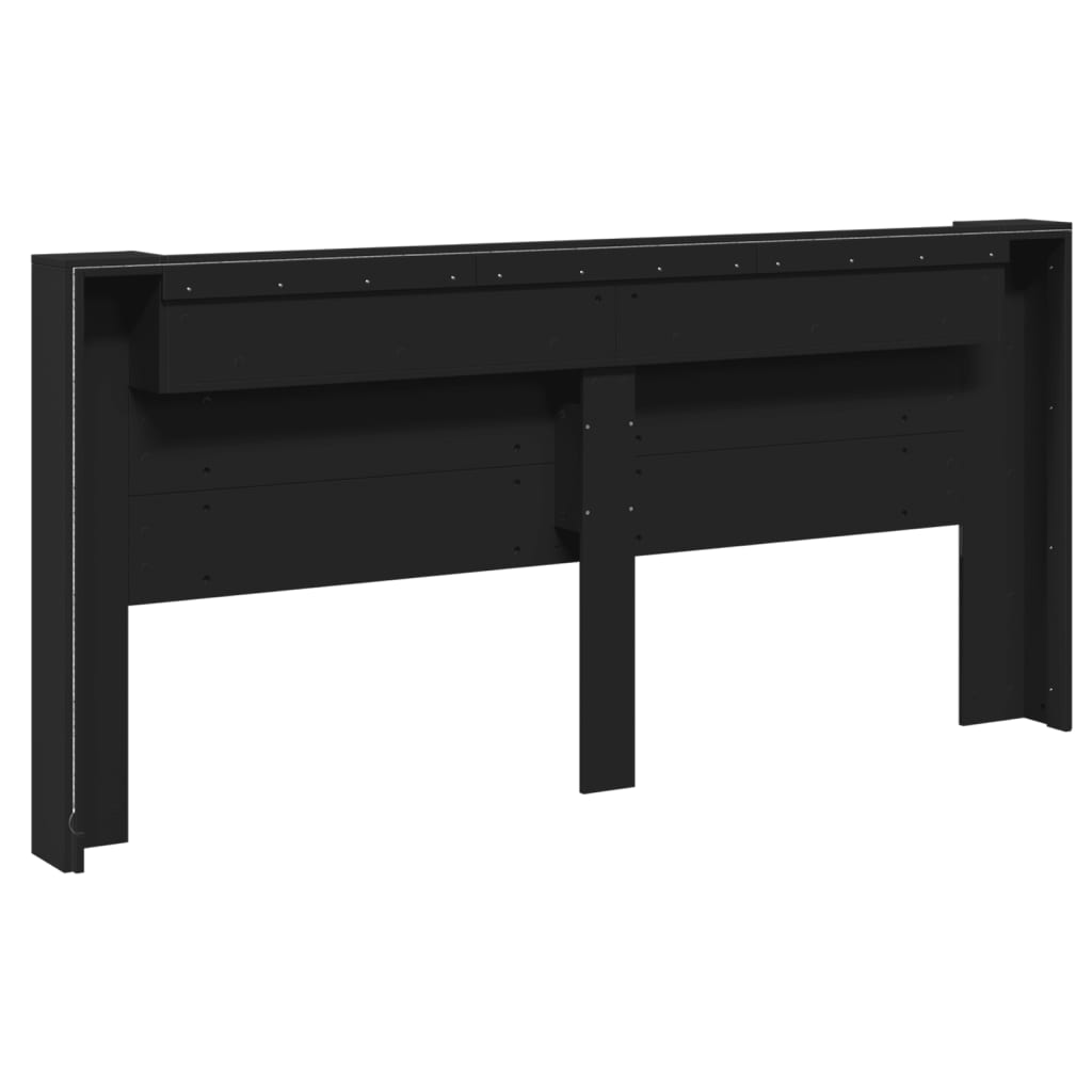 Hoofdbordkast met LED-verlichting 220x16,5x103,5 cm zwart is nu te koop bij PeponiXL, paradijselijk wonen!