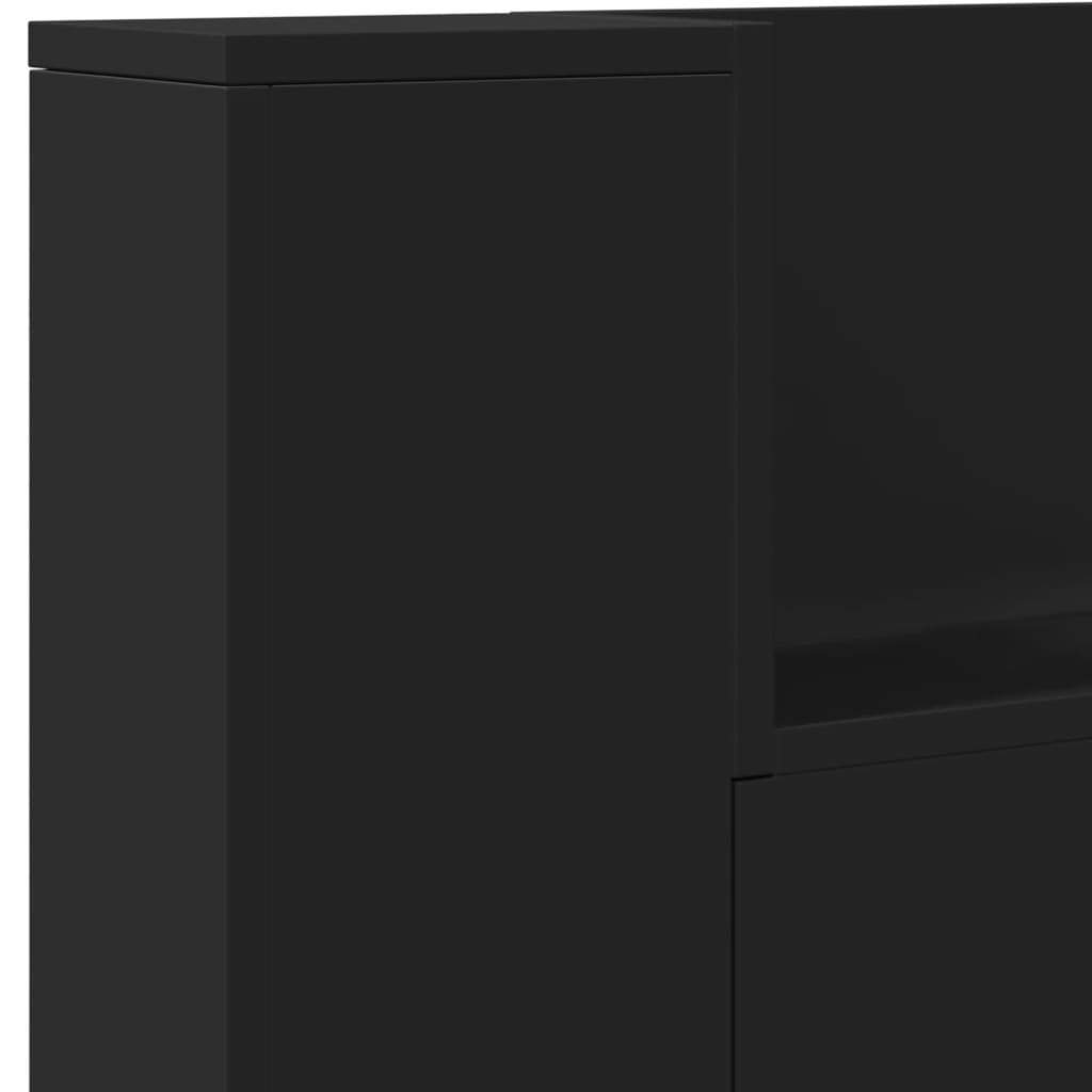 Hoofdbordkast met LED-verlichting 220x16,5x103,5 cm zwart is nu te koop bij PeponiXL, paradijselijk wonen!
