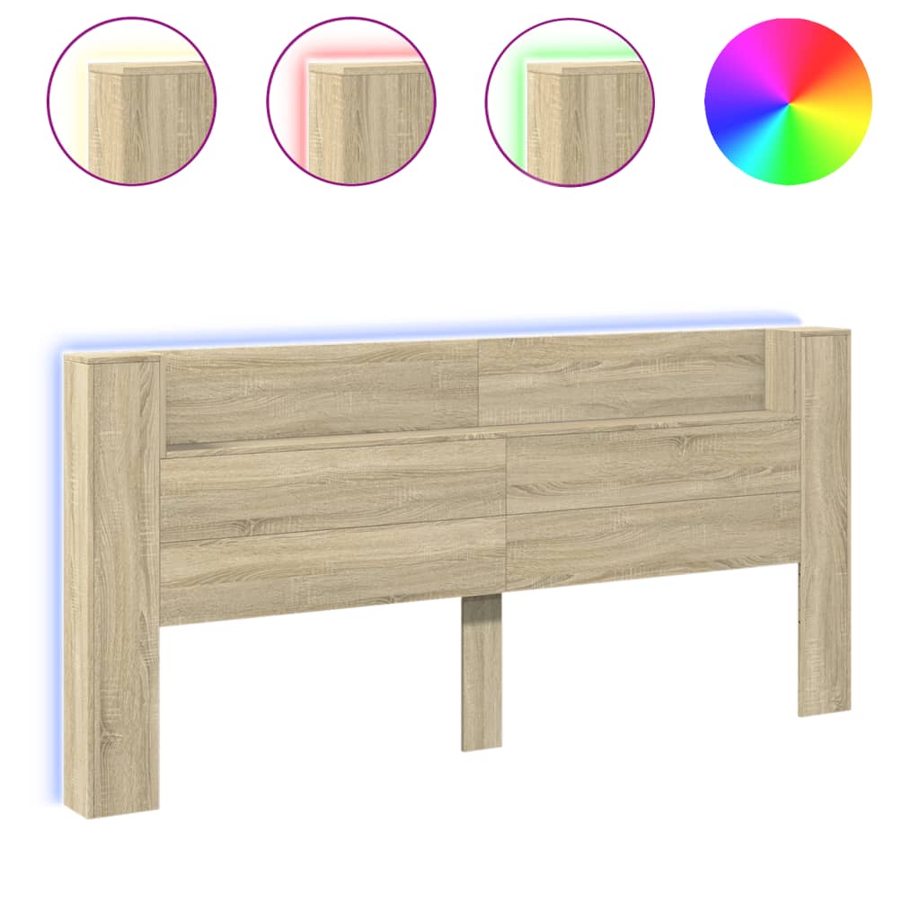 Hoofdbordkast met LED 220x16,5x103,5 cm sonoma eikenkleurig is nu te koop bij PeponiXL, paradijselijk wonen!