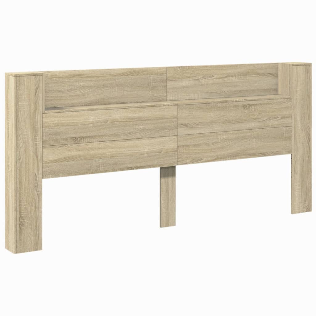 Hoofdbordkast met LED 220x16,5x103,5 cm sonoma eikenkleurig is nu te koop bij PeponiXL, paradijselijk wonen!