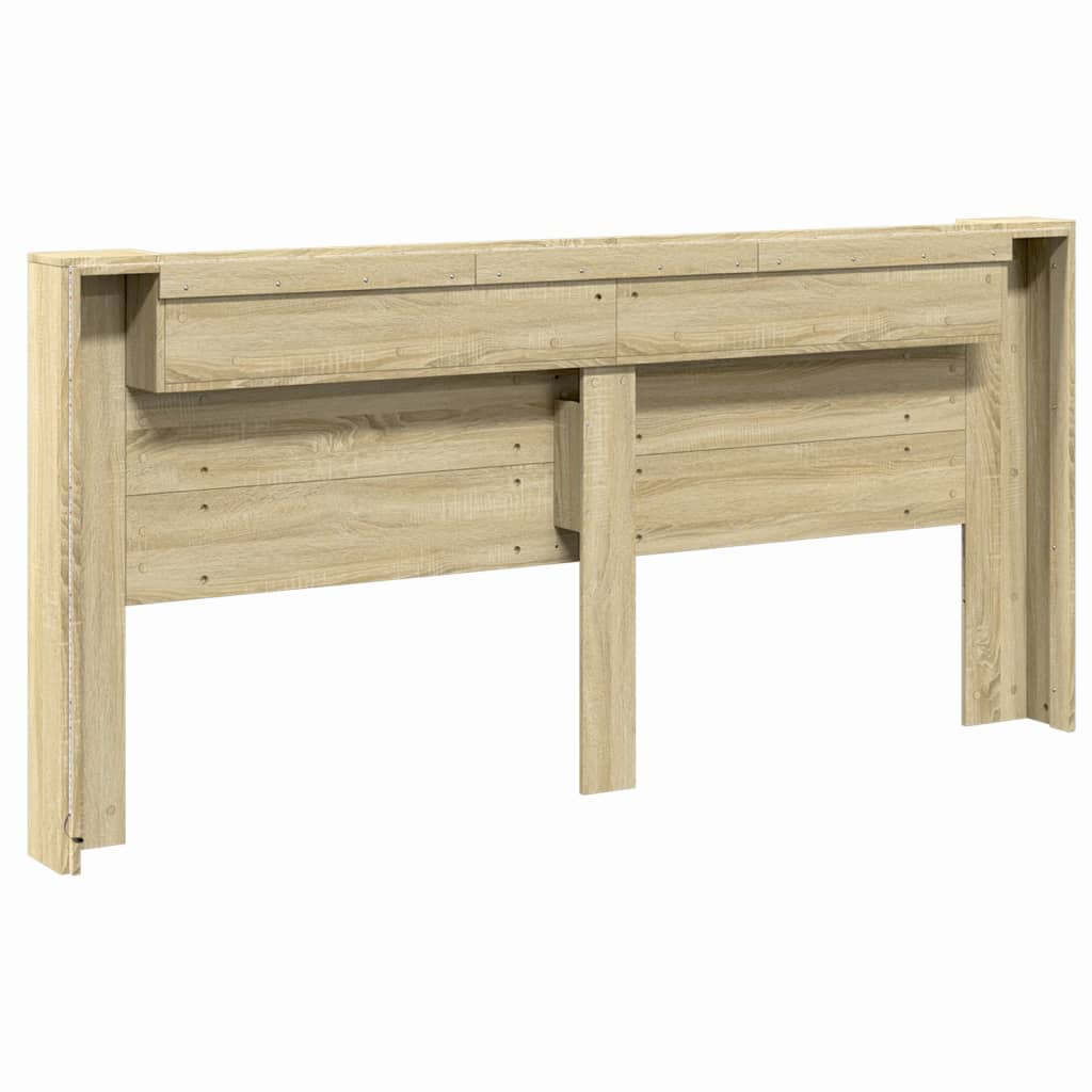 Hoofdbordkast met LED 220x16,5x103,5 cm sonoma eikenkleurig is nu te koop bij PeponiXL, paradijselijk wonen!
