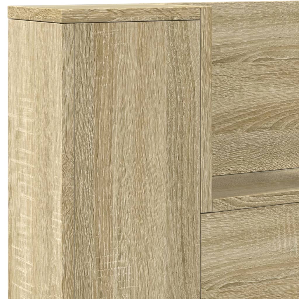 Hoofdbordkast met LED 220x16,5x103,5 cm sonoma eikenkleurig is nu te koop bij PeponiXL, paradijselijk wonen!