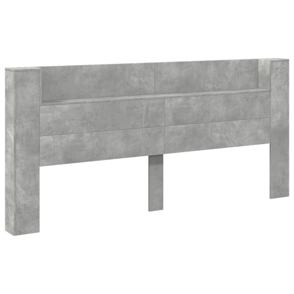 Hoofdbordkast met LED-verlichting 220x16,5x103,5 cm betongrijs is nu te koop bij PeponiXL, paradijselijk wonen!
