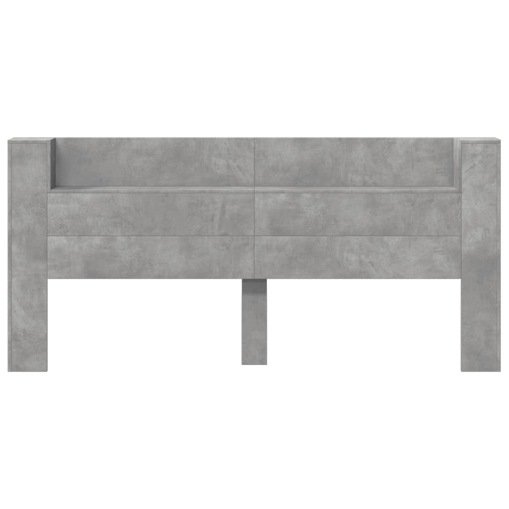 Hoofdbordkast met LED-verlichting 220x16,5x103,5 cm betongrijs is nu te koop bij PeponiXL, paradijselijk wonen!