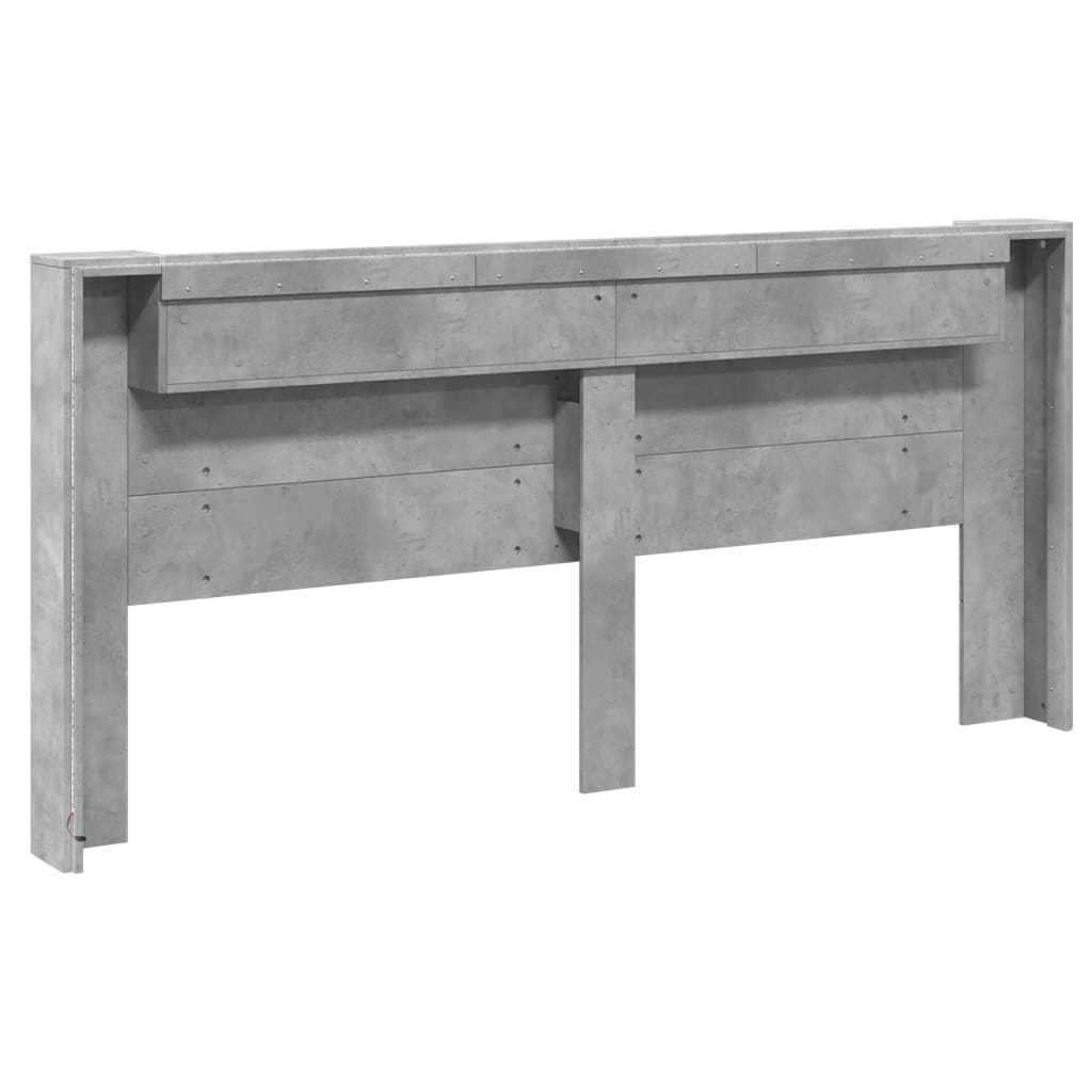 Hoofdbordkast met LED-verlichting 220x16,5x103,5 cm betongrijs is nu te koop bij PeponiXL, paradijselijk wonen!