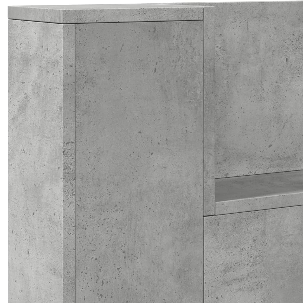 Hoofdbordkast met LED-verlichting 220x16,5x103,5 cm betongrijs is nu te koop bij PeponiXL, paradijselijk wonen!