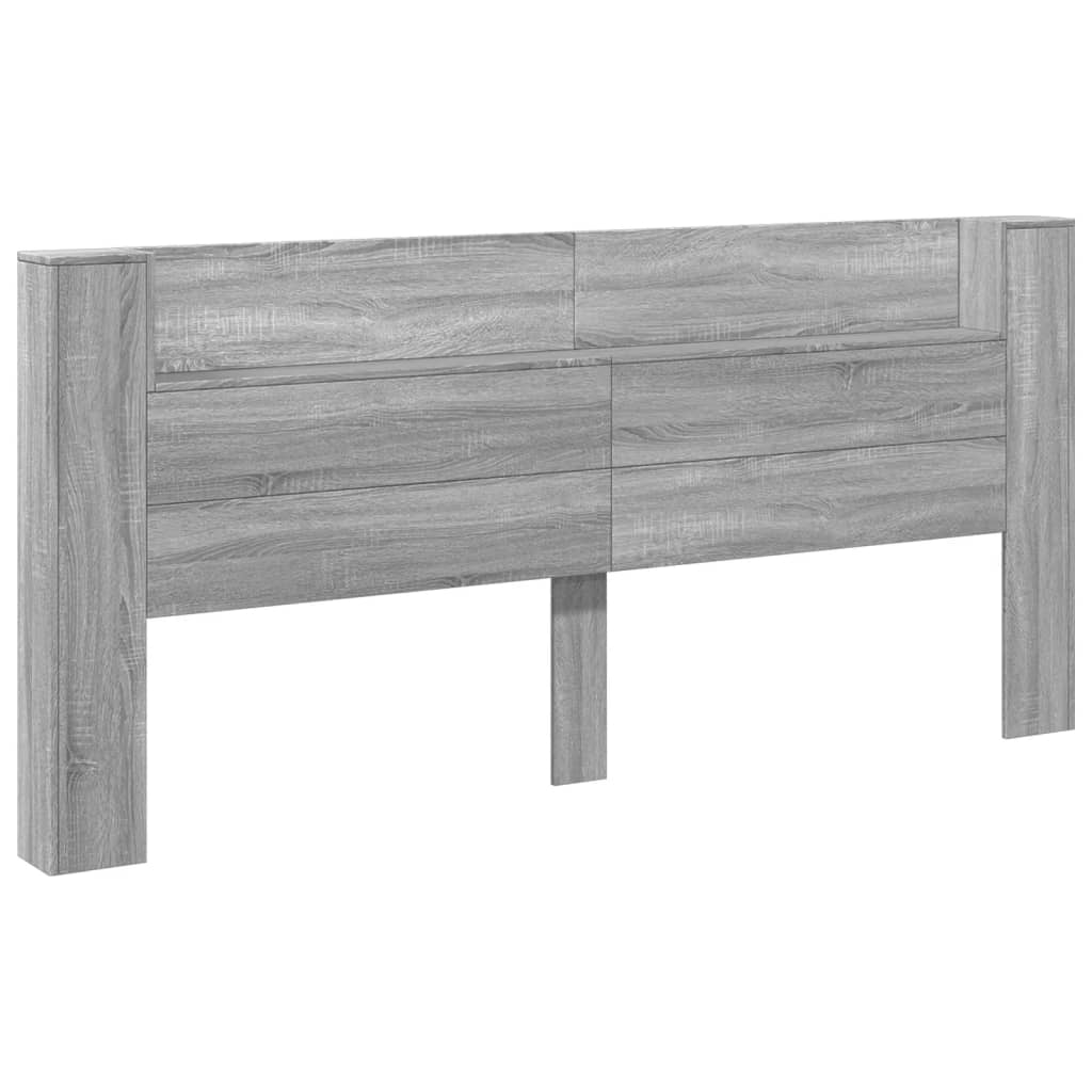 Hoofdbordkast met LED 220x16,5x103,5 cm grijs sonoma eikenkleur is nu te koop bij PeponiXL, paradijselijk wonen!