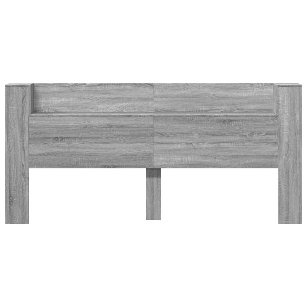Hoofdbordkast met LED 220x16,5x103,5 cm grijs sonoma eikenkleur is nu te koop bij PeponiXL, paradijselijk wonen!