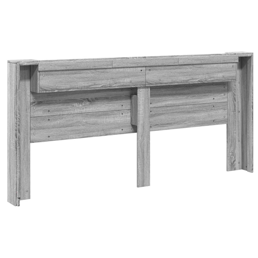 Hoofdbordkast met LED 220x16,5x103,5 cm grijs sonoma eikenkleur is nu te koop bij PeponiXL, paradijselijk wonen!