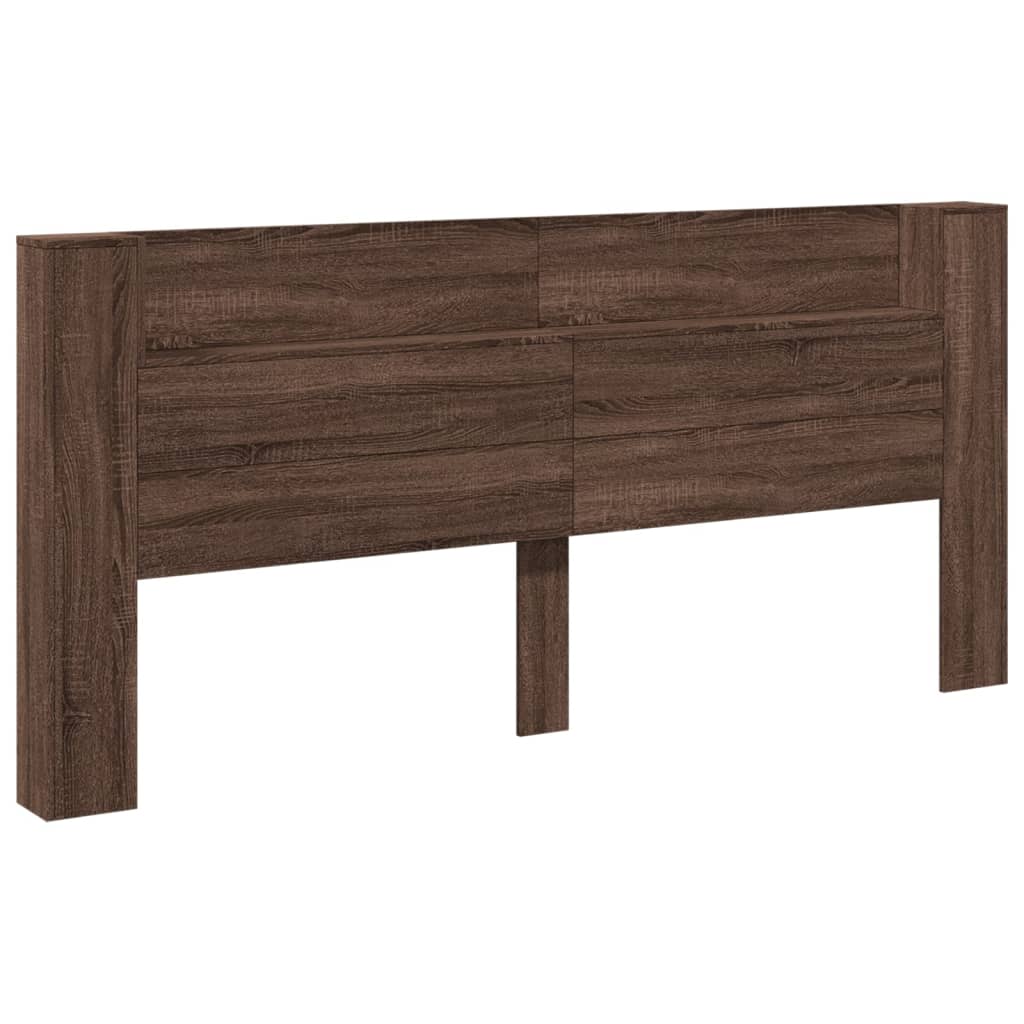 Hoofdbordkast met LED-verlichting 220x16,5x103,5 cm bruin eiken is nu te koop bij PeponiXL, paradijselijk wonen!
