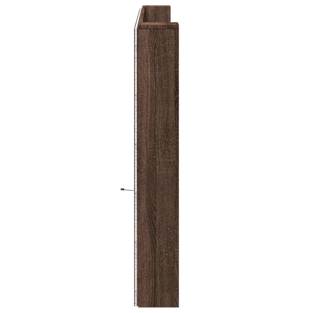 Hoofdbordkast met LED-verlichting 220x16,5x103,5 cm bruin eiken is nu te koop bij PeponiXL, paradijselijk wonen!