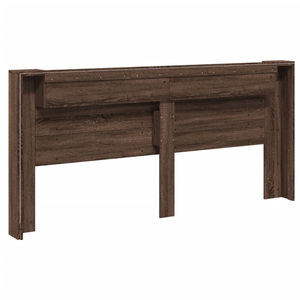 Hoofdbordkast met LED-verlichting 220x16,5x103,5 cm bruin eiken is nu te koop bij PeponiXL, paradijselijk wonen!