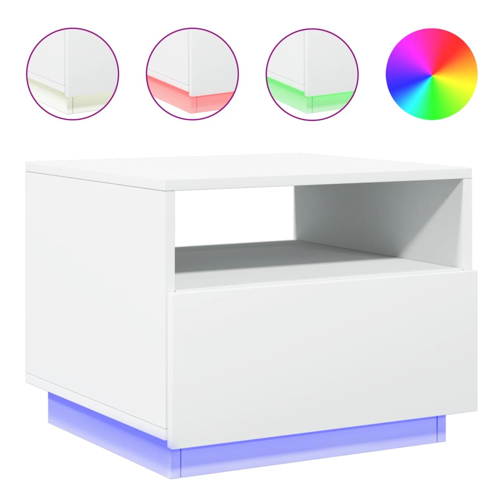 Salontafel met LED-verlichting 50x49x40 cm wit is nu te koop bij PeponiXL, paradijselijk wonen!