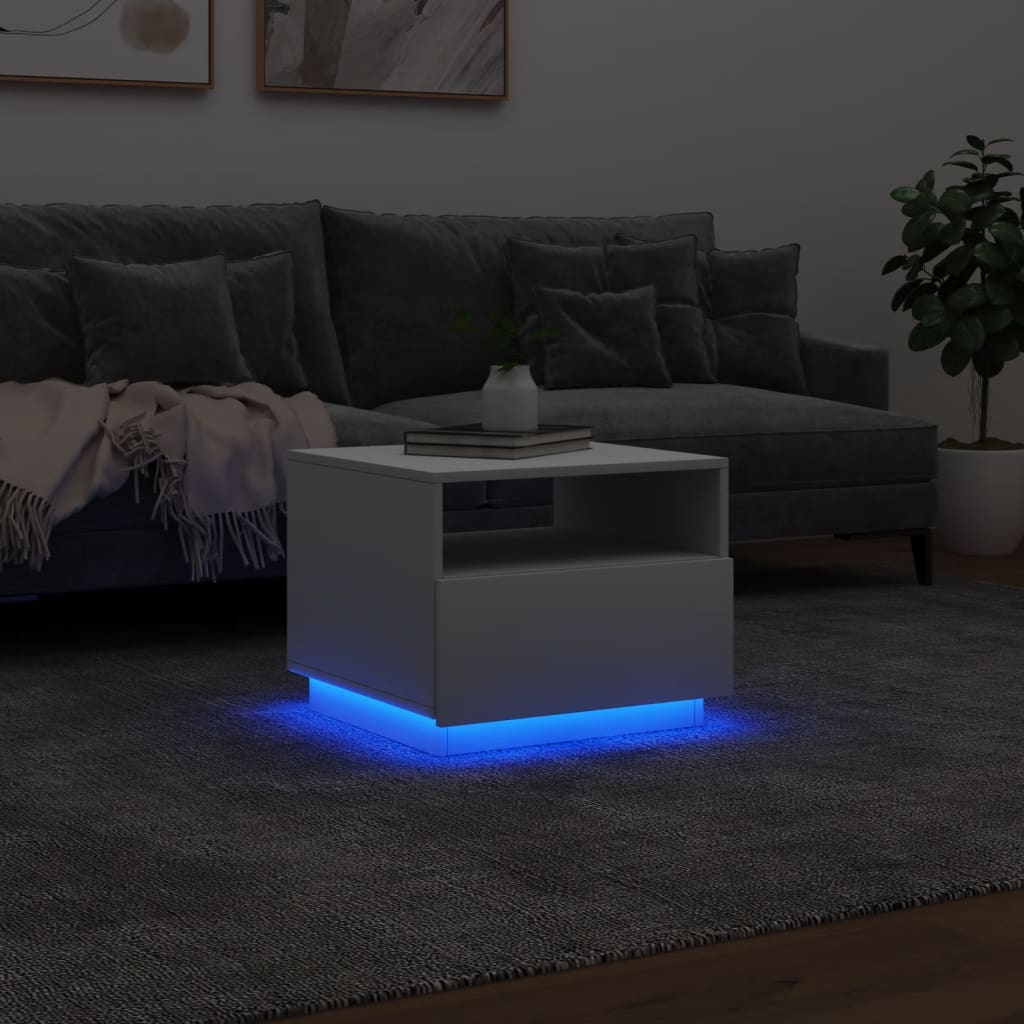 Salontafel met LED-verlichting 50x49x40 cm wit is nu te koop bij PeponiXL, paradijselijk wonen!