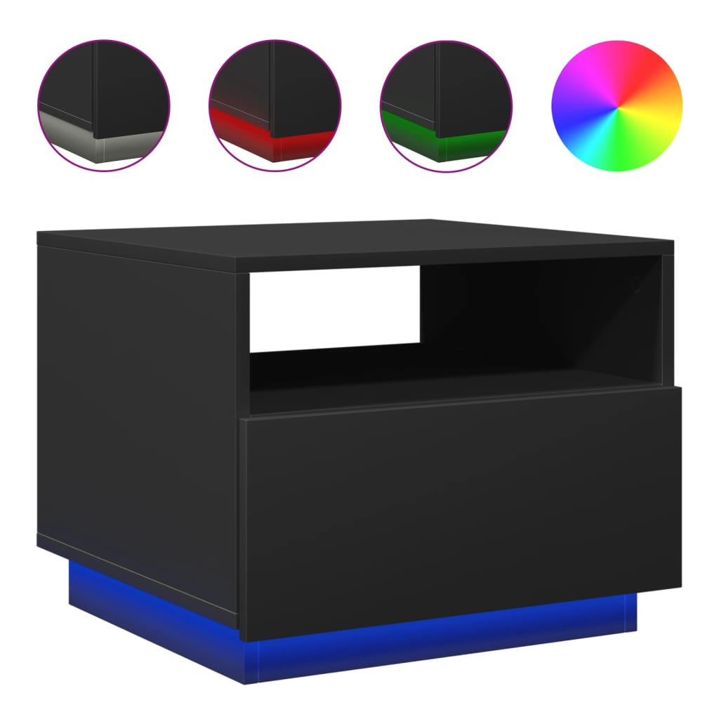 Salontafel met LED-verlichting 50x49x40 cm zwart is nu te koop bij PeponiXL, paradijselijk wonen!