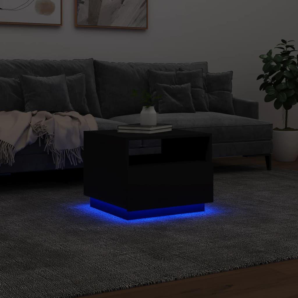 Salontafel met LED-verlichting 50x49x40 cm zwart is nu te koop bij PeponiXL, paradijselijk wonen!