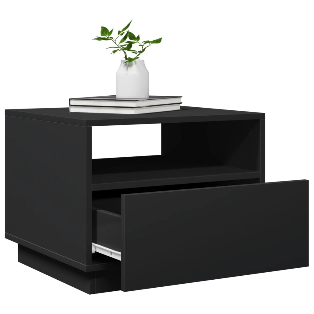 Salontafel met LED-verlichting 50x49x40 cm zwart is nu te koop bij PeponiXL, paradijselijk wonen!