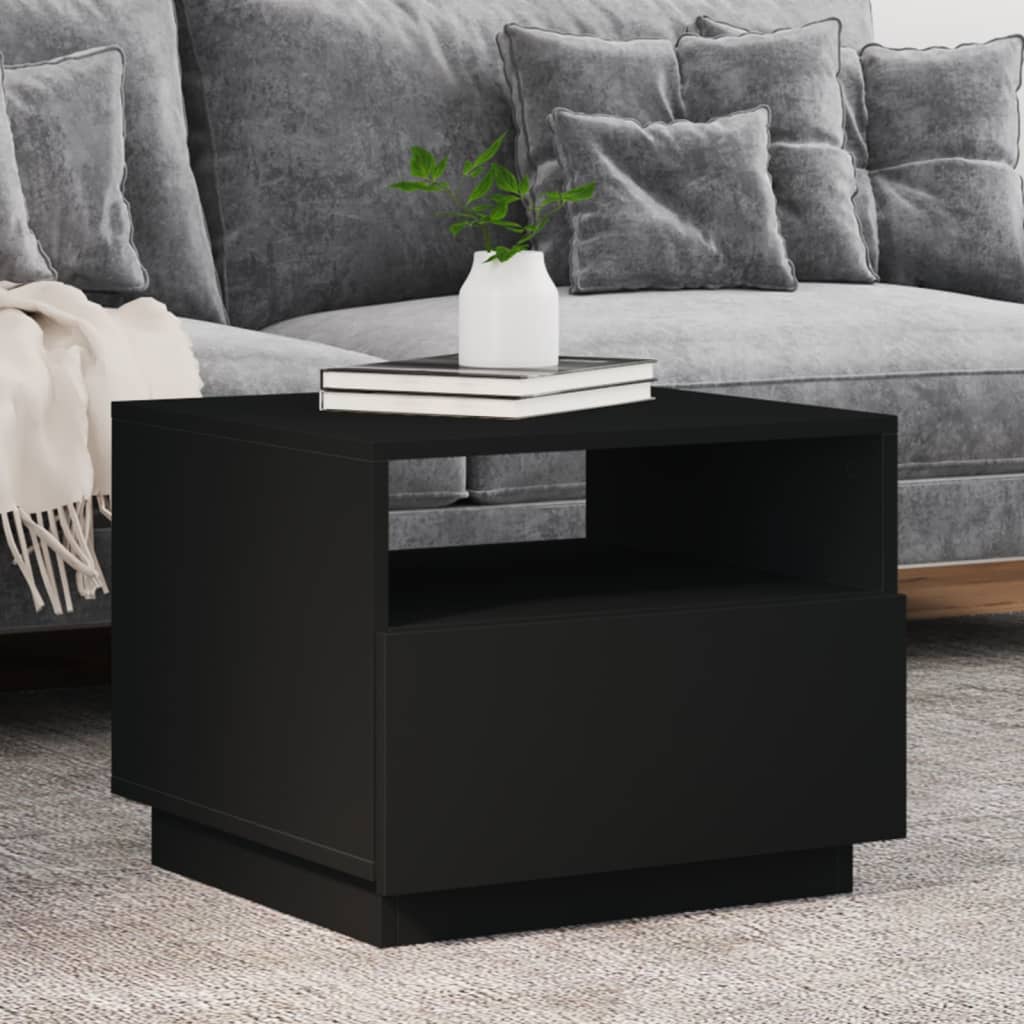 Salontafel met LED-verlichting 50x49x40 cm zwart is nu te koop bij PeponiXL, paradijselijk wonen!