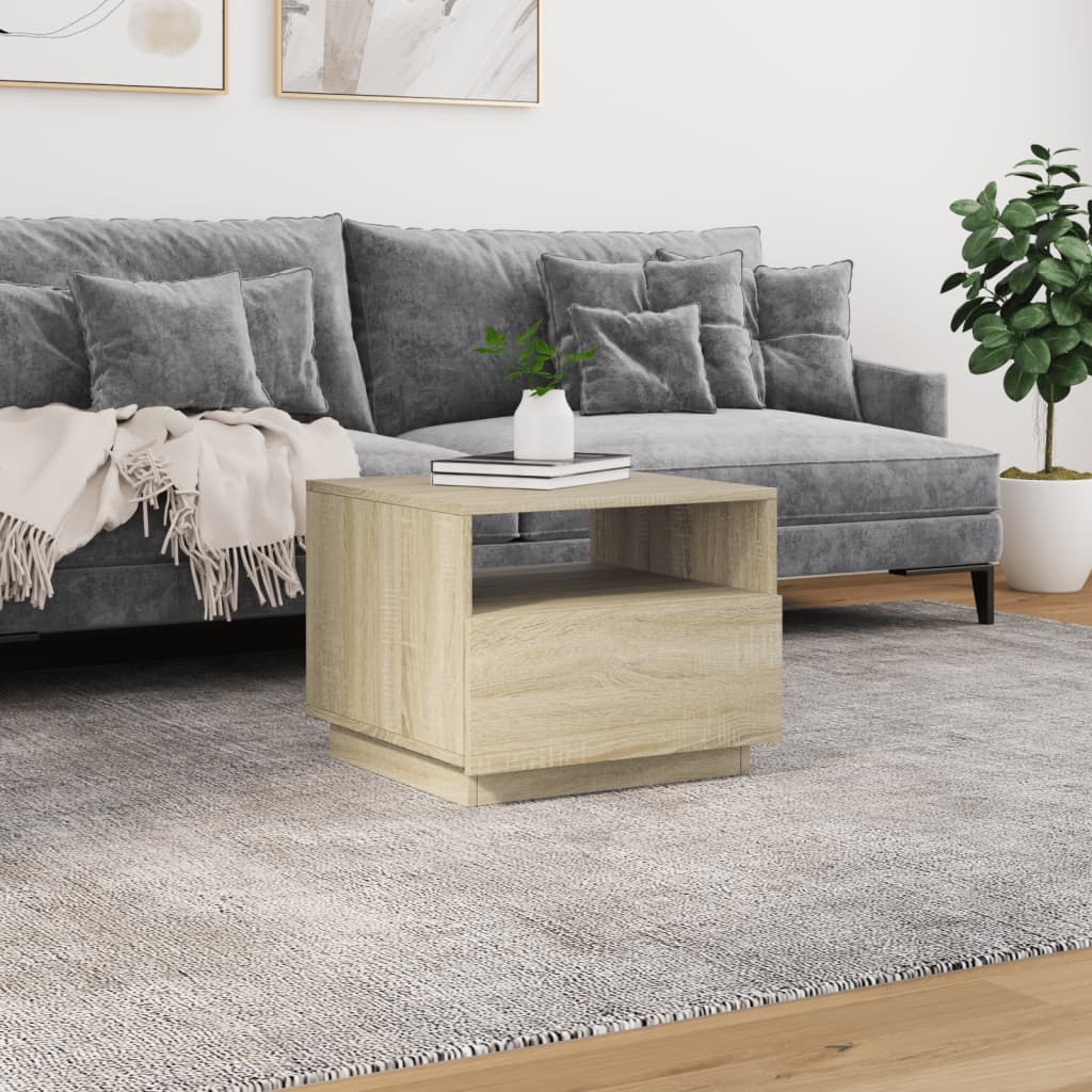 Salontafel met LED-verlichting 50x49x40 cm sonoma eikenkleurig is nu te koop bij PeponiXL, paradijselijk wonen!