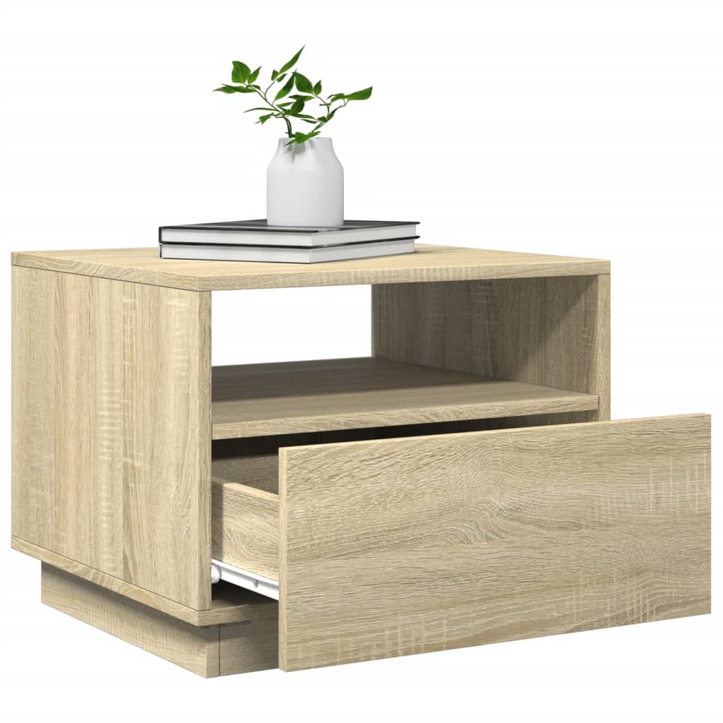 Salontafel met LED-verlichting 50x49x40 cm sonoma eikenkleurig is nu te koop bij PeponiXL, paradijselijk wonen!