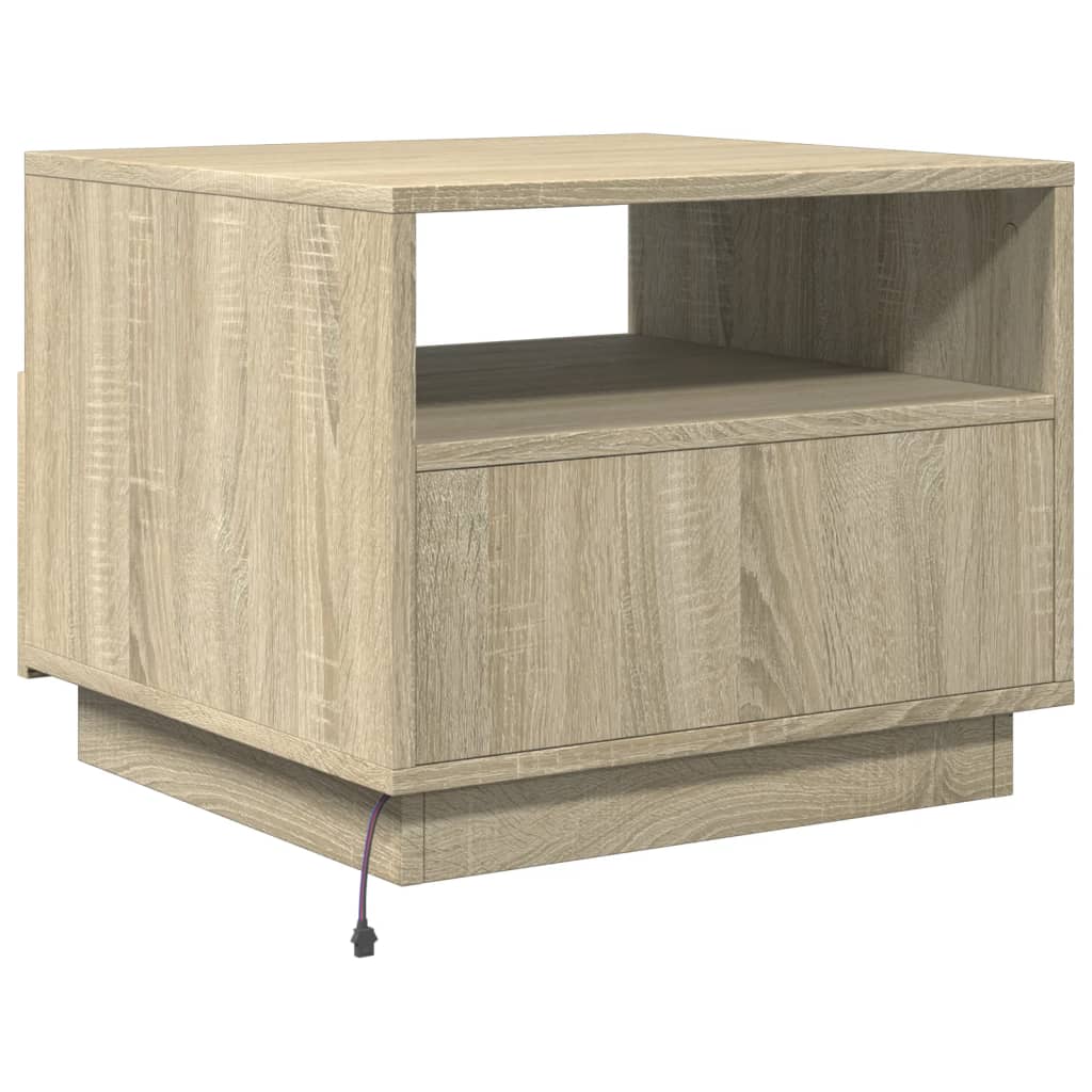 Salontafel met LED-verlichting 50x49x40 cm sonoma eikenkleurig is nu te koop bij PeponiXL, paradijselijk wonen!